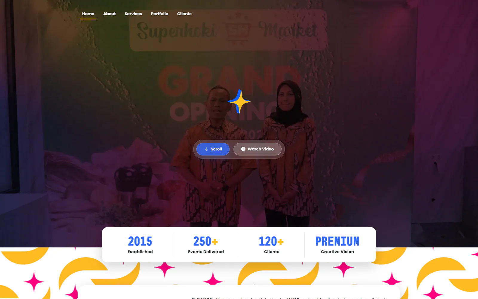 Website Glowy Event Organizer untuk layanan MICE dan permintaan acara